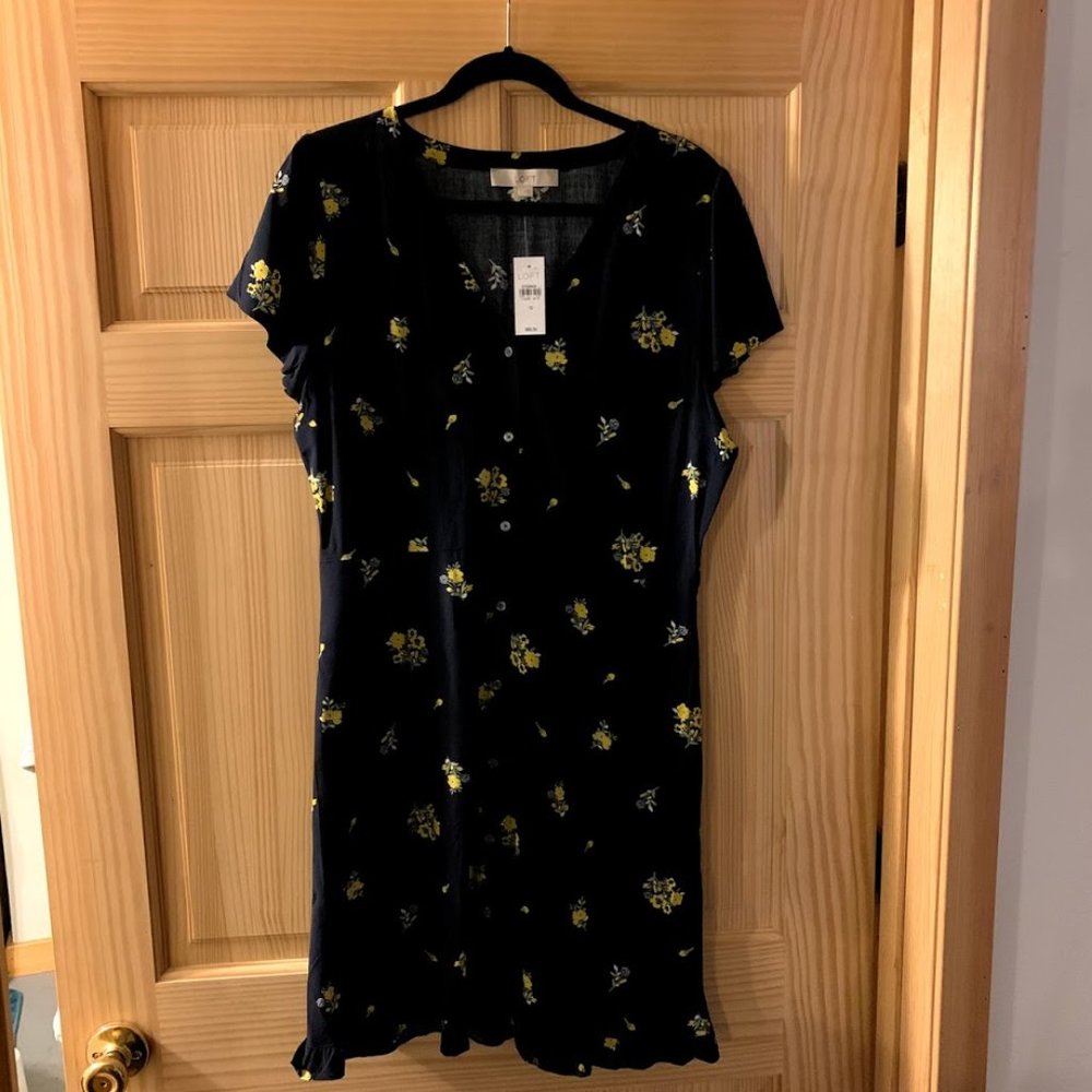 Loft Ruffle Sleeve Dress NWT